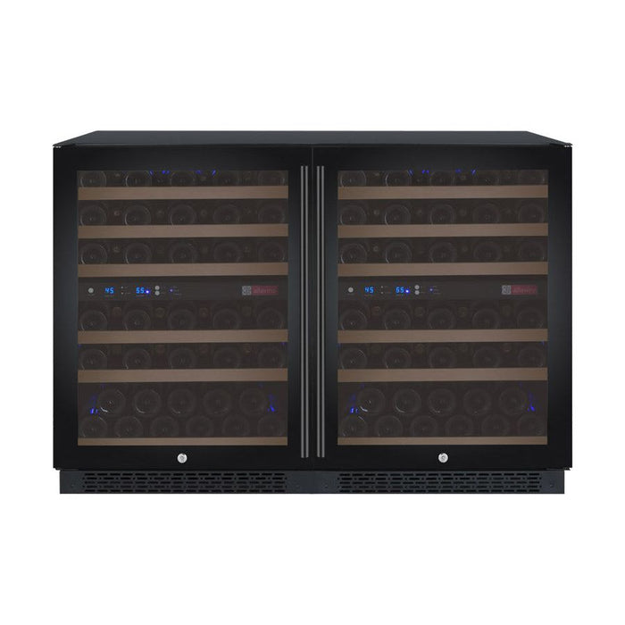 Allavino 47" Wide FlexCount II Tru-Vino 112 Bottle Four Zone Black Side-by-Side Wine Refrigerator 2X-VSWR56-2B20