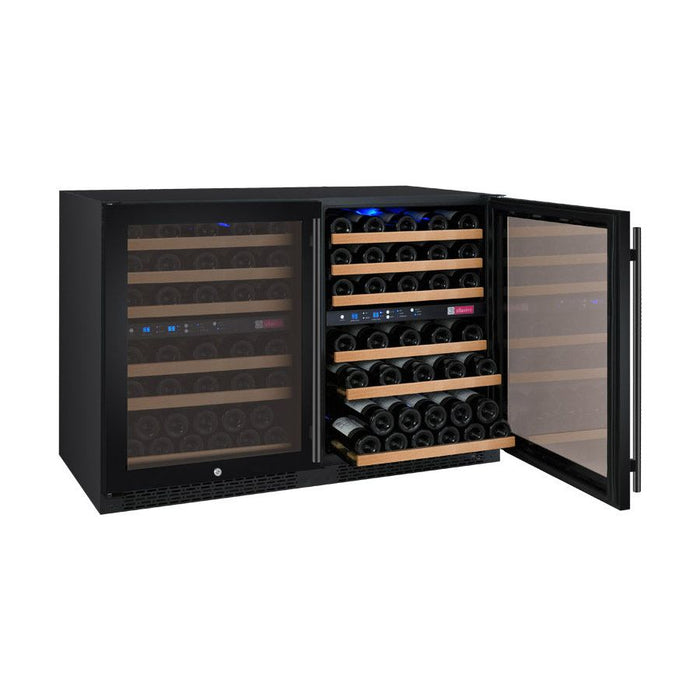 Allavino 47" Wide FlexCount II Tru-Vino 112 Bottle Four Zone Black Side-by-Side Wine Refrigerator 2X-VSWR56-2B20