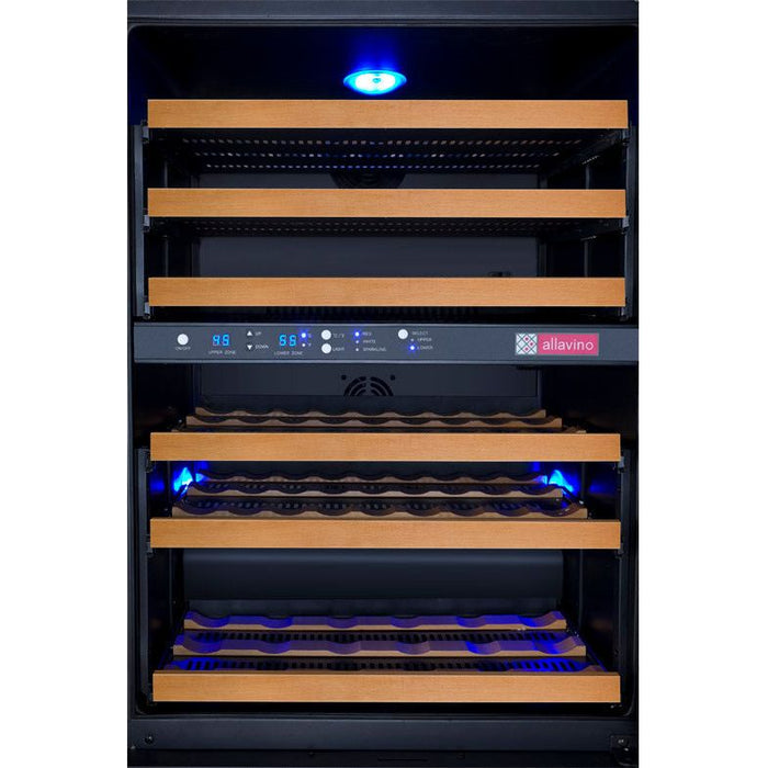 Allavino 47" Wide FlexCount II Tru-Vino 112 Bottle Four Zone Black Side-by-Side Wine Refrigerator 2X-VSWR56-2B20