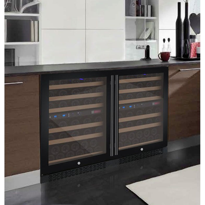 Allavino 47" Wide FlexCount II Tru-Vino 112 Bottle Four Zone Black Side-by-Side Wine Refrigerator 2X-VSWR56-2B20