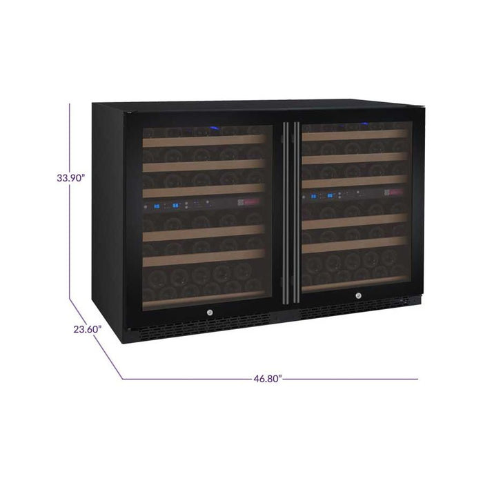 Allavino 47" Wide FlexCount II Tru-Vino 112 Bottle Four Zone Black Side-by-Side Wine Refrigerator 2X-VSWR56-2B20