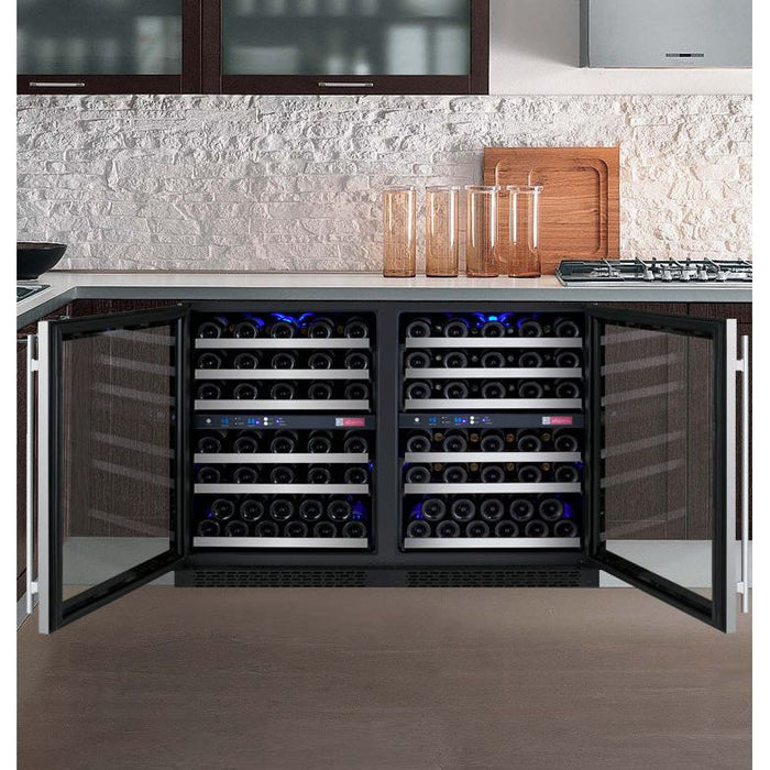 Allavino 47" Wide FlexCount II Tru-Vino 112 Bottle Four Zone Stainless Steel Side-by-Side Wine Refrigerator 2X-VSWR56-2S20