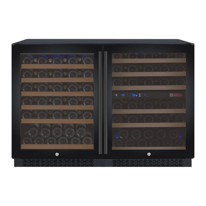 Allavino 47" Wide FlexCount II Tru-Vino 112 Bottle Three Zone Black Side-by-Side Wine Refrigerator 3Z-VSWR5656-B20