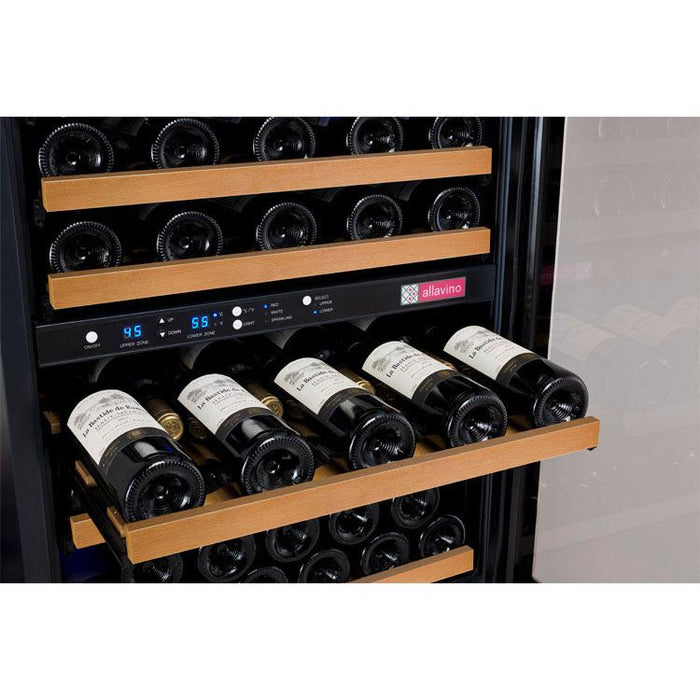 Allavino 47" Wide FlexCount II Tru-Vino 112 Bottle Three Zone Black Side-by-Side Wine Refrigerator 3Z-VSWR5656-B20