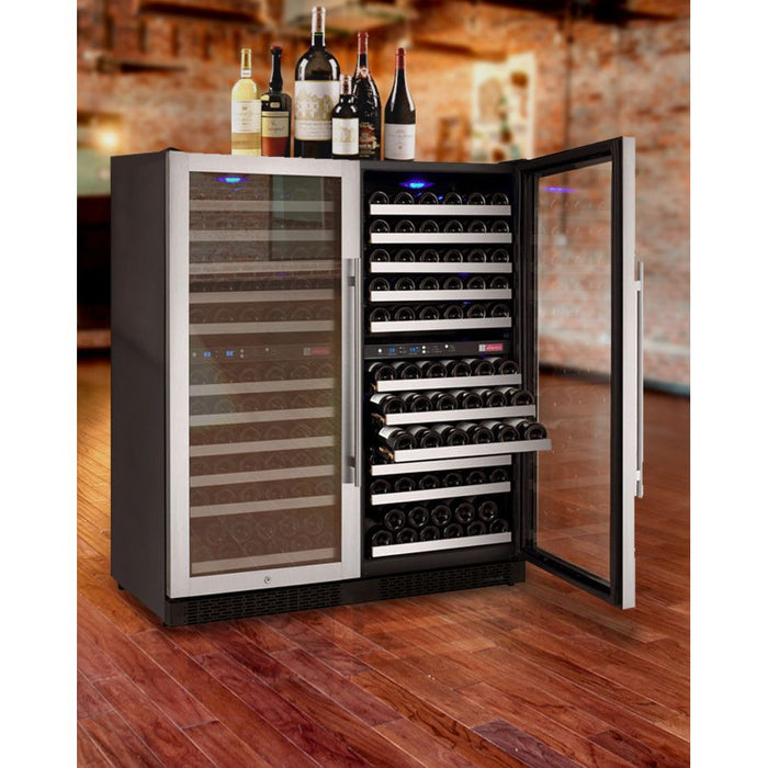 Allavino 47" Wide FlexCount II Tru-Vino 242 Bottle Four Zone Stainless Steel Side-by-Side Wine Refrigerator 2X-VSWR121-2S20