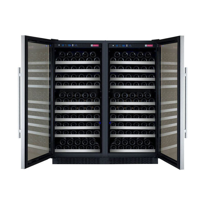 Allavino 47" Wide FlexCount II Tru-Vino 256 Bottle Dual Zone Stainless Steel Side-by-Side Wine Refrigerator 2X-VSWR128-1S20