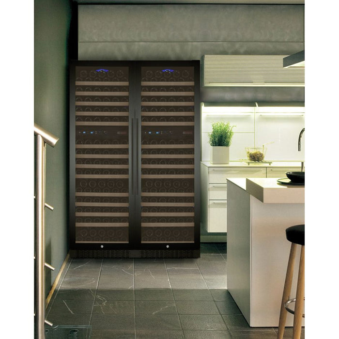 Allavino 47" Wide FlexCount II Tru-Vino 344 Bottle Four Zone Black Side-by-Side Wine Refrigerator 2X-VSWR172-2B20