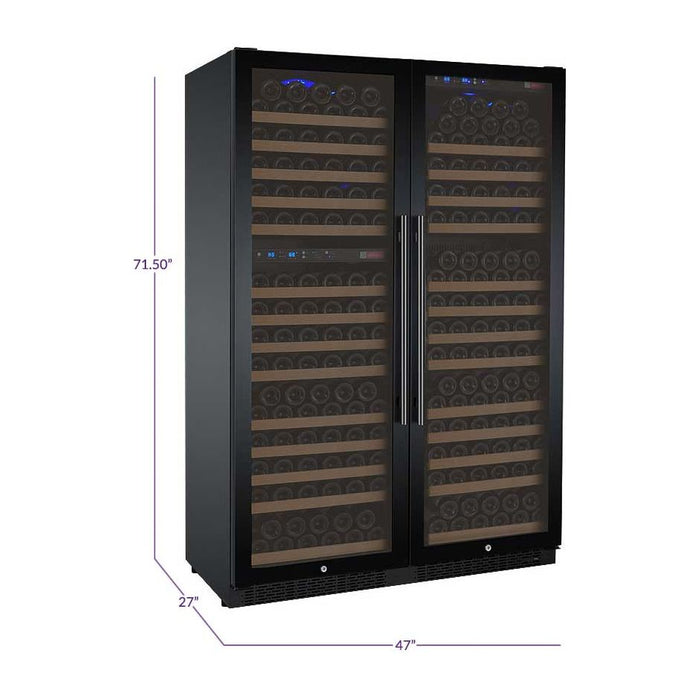 Allavino 47" Wide FlexCount II Tru-Vino 349 Bottle Three Zone Black Side-by-Side Wine Refrigerator 3Z-VSWR7772-B20