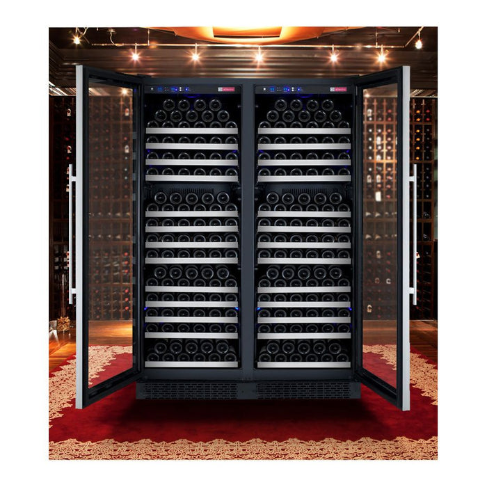 Allavino 47" Wide FlexCount II Tru-Vino 354 Bottle Dual Zone Stainless Steel Side-by-Side Wine Refrigerator 2X-VSWR177-1S20