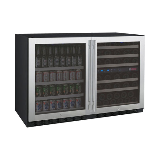 Allavino 47" Wide FlexCount II Tru-Vino 56 Bottle/124 Can Stainless Steel Side-by-Side Wine Refrigerator/Beverage Center 3Z-VSWB24-3S20