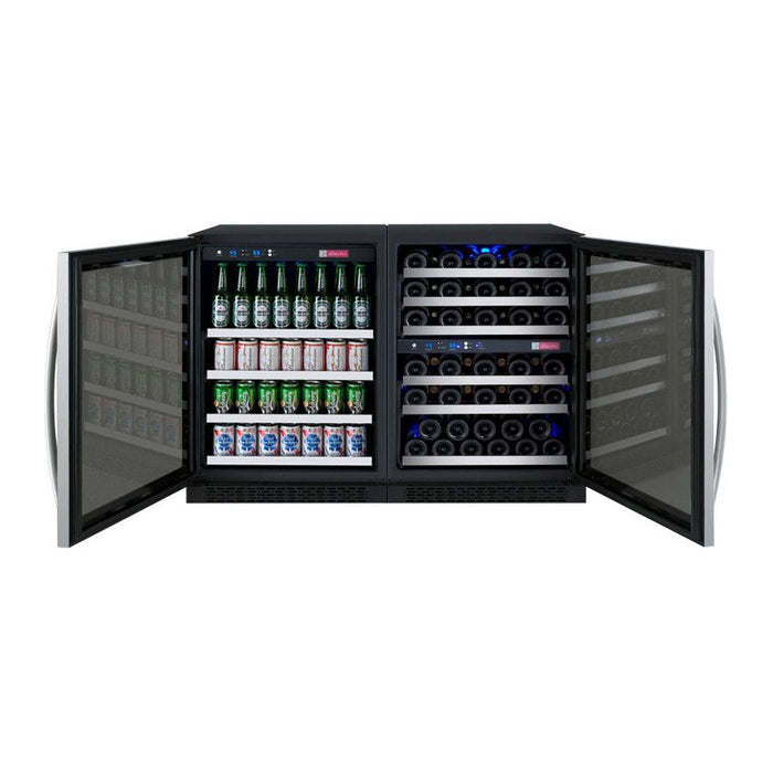 Allavino 47" Wide FlexCount II Tru-Vino 56 Bottle/124 Can Stainless Steel Side-by-Side Wine Refrigerator/Beverage Center 3Z-VSWB24-3S20