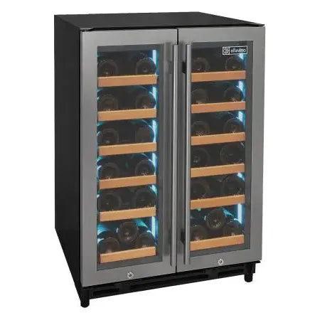 Allavino Reserva Series 36 Bottle Dual Zone Wine Refrigerator with Stainless Steel French Doors