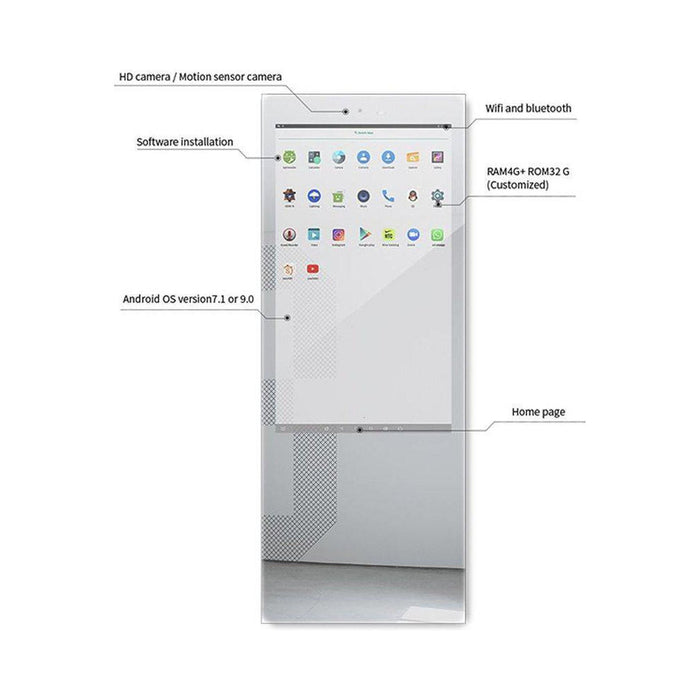 Aquadom Energy 24" X 71" Smart Fitness Mirror With 5MP HD Camera and Body Fat Scale