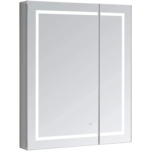 Aquadom Royale Basic Q 30" x 30" Single View Right Hinged Recessed or Surface Mount Medicine Cabinet With LED Lighting, Touch Screen Button, Dimmer