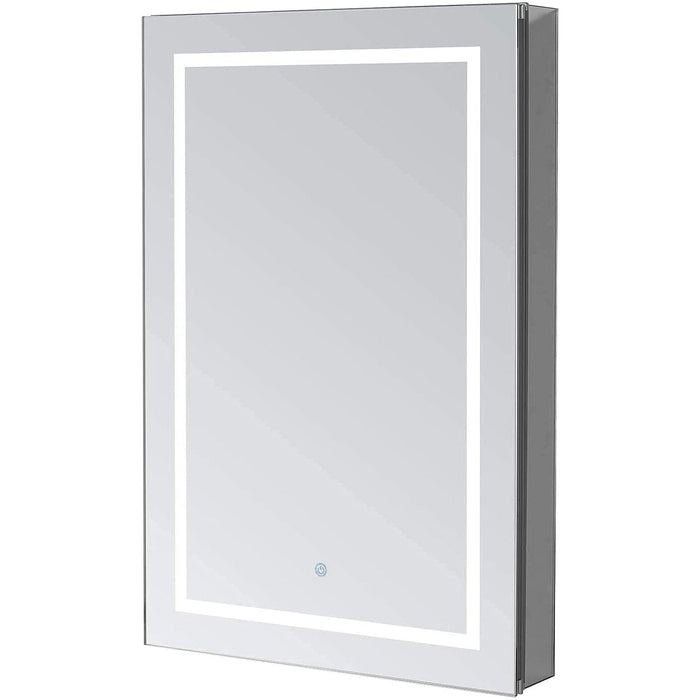 Aquadom Royale Plus 24" x 30" Rectangle Recessed or Surface Mount Single View Right Hinged LED Lighted Bathroom Medicine Cabinet With Defogger, Electrical Outlet, Magnifying Mirror