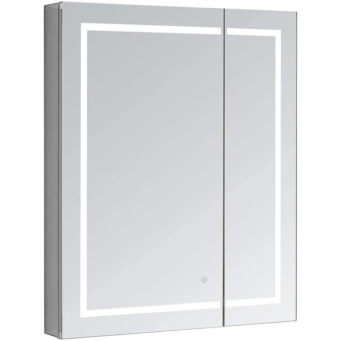 Aquadom Royale Plus 30" x 30" Extra Depth Square Recessed or Surface Mount Bi-View LED Lighted Bathroom Medicine Cabinet With Defogger, Electrical Outlet, Magnifying Mirror