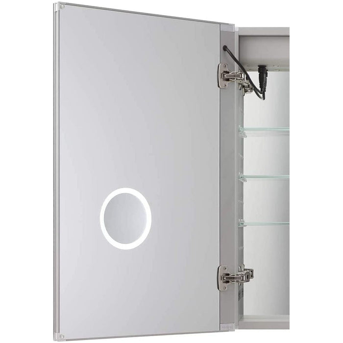 Aquadom Royale Plus 30" x 30" Square Recessed or Surface Mount Bi-View LED Lighted Bathroom Medicine Cabinet With Defogger, Electrical Outlet, Magnifying Mirror