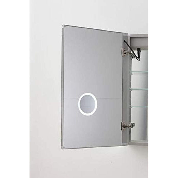 Aquadom Signature Royale Single View 24" x 30" Rectangular Left Hinged Medicine Cabinet With Lighting, Defogger, Integrated LED 3X Magnifying Mirror And Electrical Outlet with USB