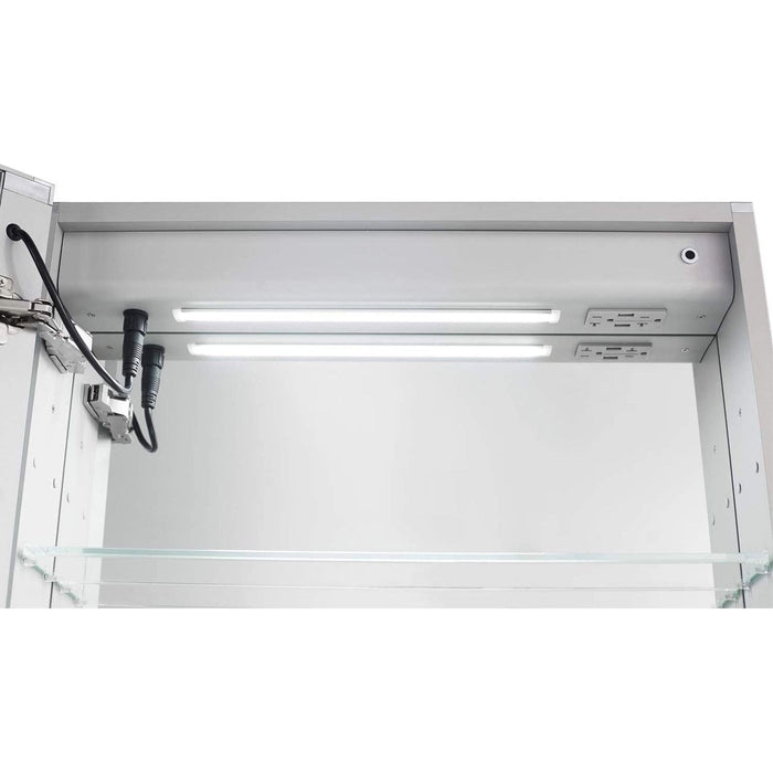 Aquadom Signature Royale Single View 24" x 30" Rectangular Left Hinged Medicine Cabinet With Lighting, Defogger, Integrated LED 3X Magnifying Mirror And Electrical Outlet with USB