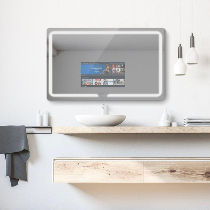 Aquadom Vision 48" x 32" Smart LED Lighted Bathroom Mirror With Built-in TV and Defogger