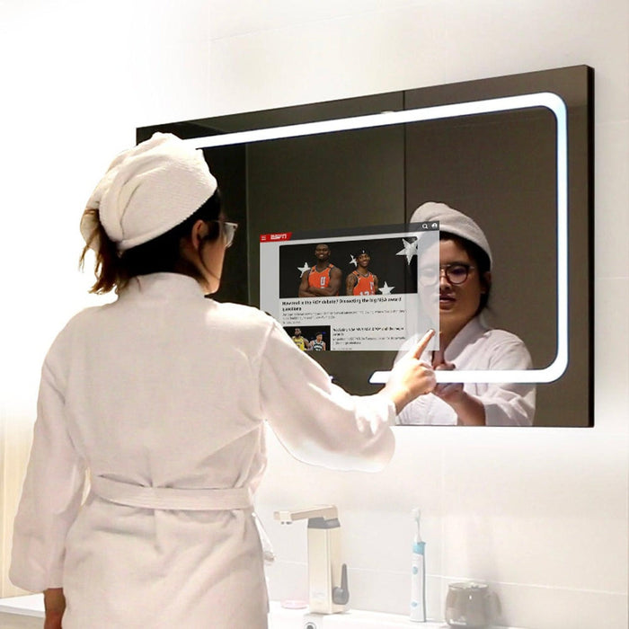 Aquadom Vision 48" x 32" Smart LED Lighted Bathroom Mirror With Built-in TV and Defogger