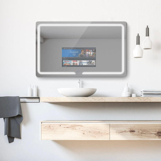 Aquadom Vision 48" x 32" Smart LED Lighted Bathroom Mirror With Built-in TV, Defogger, Body Fat Scale and Skin Detector