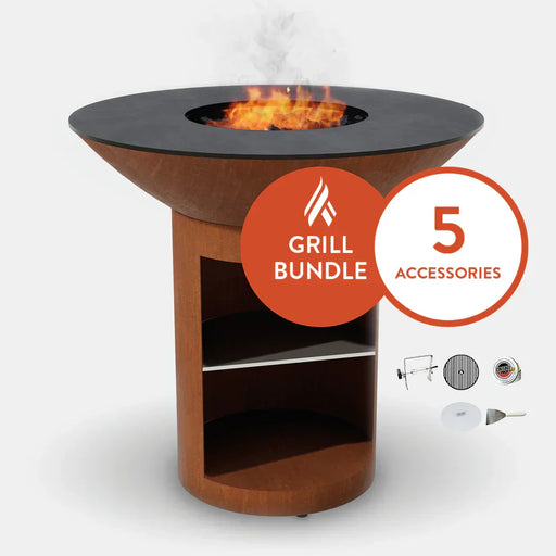 Arteflame Classic 40" Grill with a High Round Base with Storage Home Chef Bundle with 5 Grilling Accessories