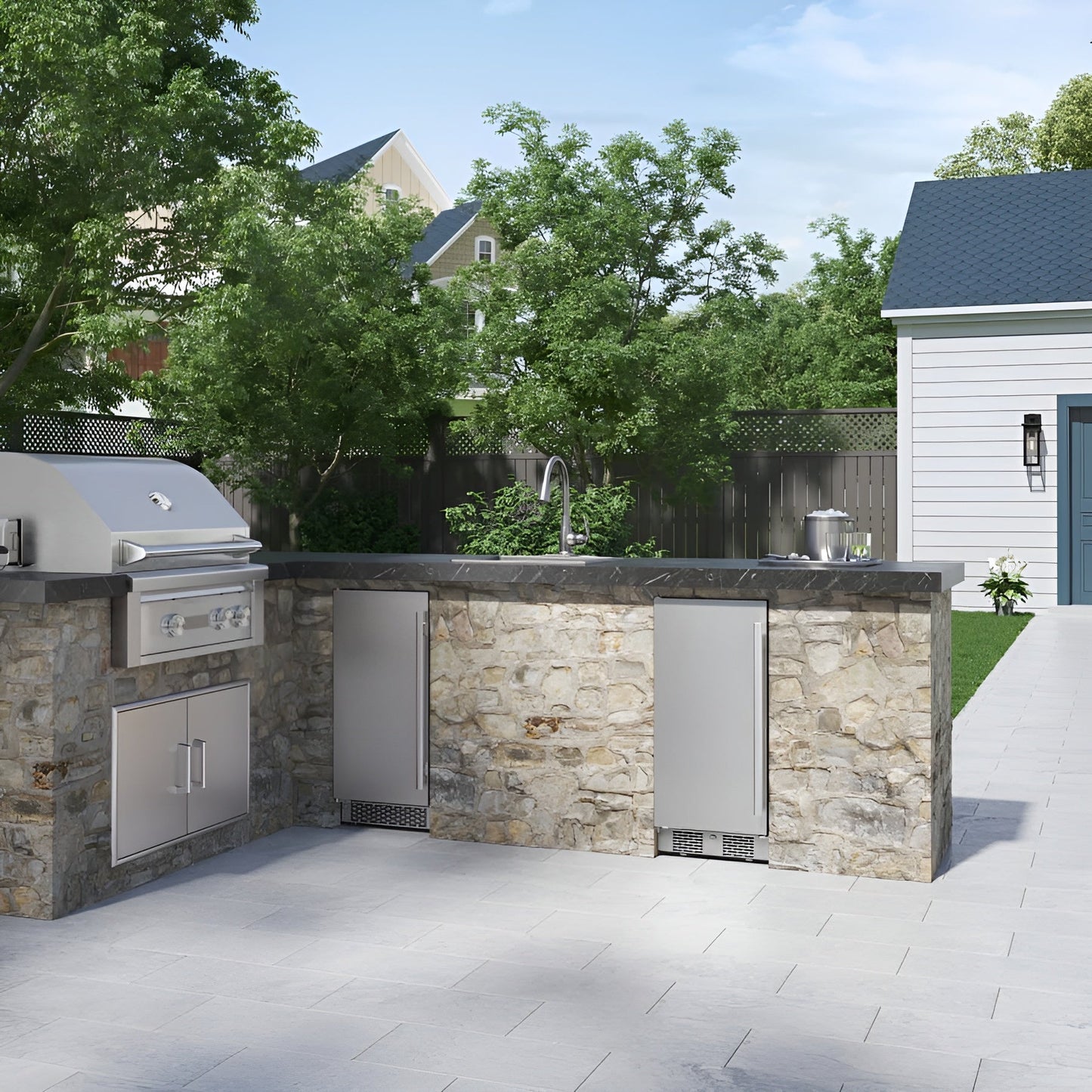 Avallon 15 Inch Wide 3.3 Cu. Ft. Outdoor Compact Refrigerator with LED Lighting and Left Swing Door Model AFR152SSODLH