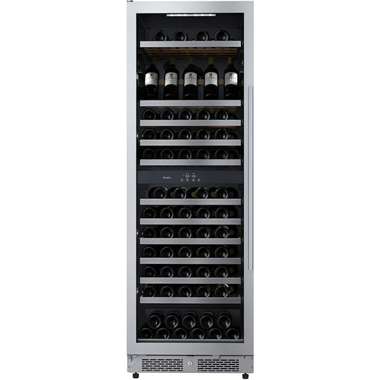 Avallon 24 Inch Wide 140 Bottle Capacity Built-In or Free Standing Wine Cooler with Wood Shelves, Dual Zone Cooling, Door Alarm, Door Lock and Energy Star Rated - AWC243TDZLHA