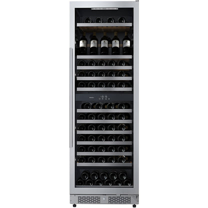 Avallon 24 Inch Wide 140 Bottle Capacity Built-In or Free Standing Wine Cooler with Wood Shelves, Dual Zone Cooling, Door Alarm, Door Lock and Energy Star Rated - AWC243TDZRHA