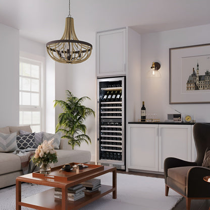 Avallon 24 Inch Wide 140 Bottle Capacity Built-In or Free Standing Wine Cooler with Wood Shelves, Dual Zone Cooling, Door Alarm, Door Lock and Energy Star Rated - AWC243TDZRHA