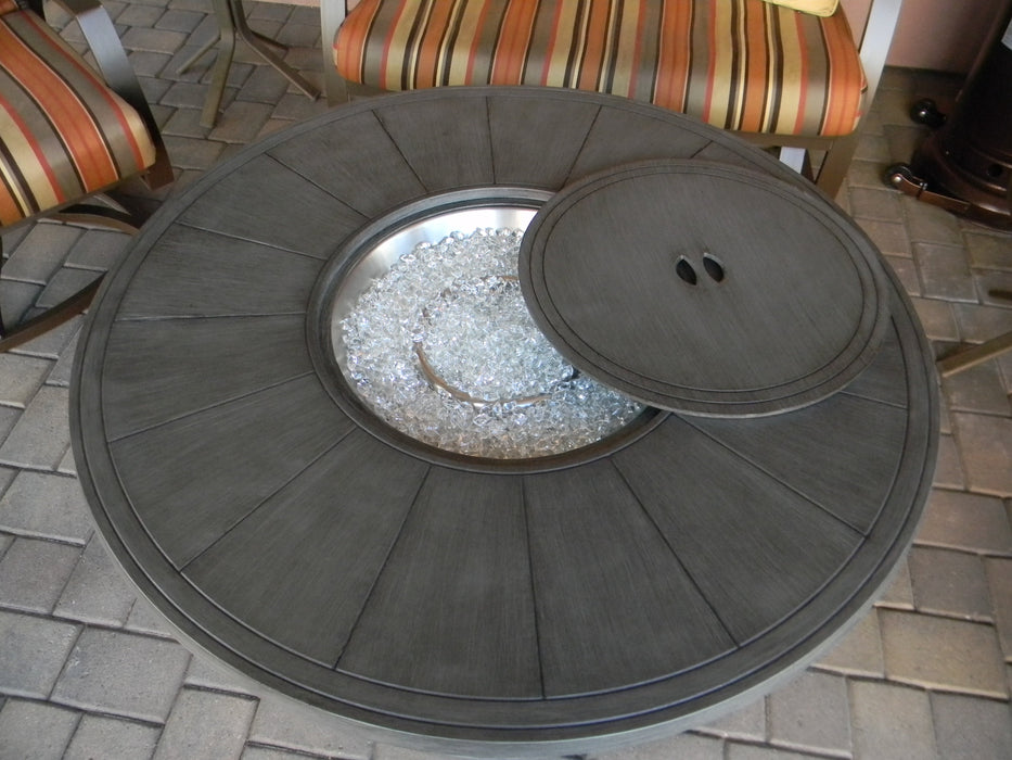 AZ Patio Heaters Brushed Wood Round Fire Pit