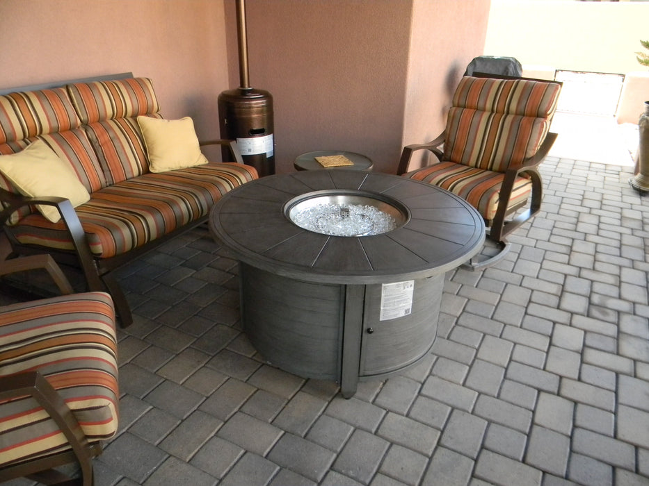 AZ Patio Heaters Brushed Wood Round Fire Pit