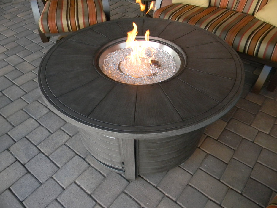 AZ Patio Heaters Brushed Wood Round Fire Pit