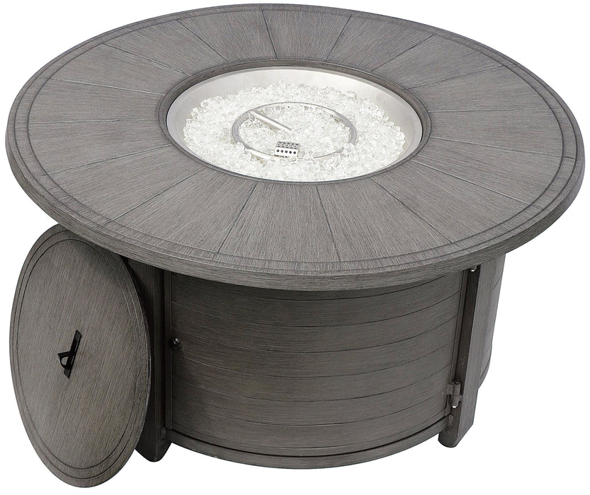 AZ Patio Heaters Brushed Wood Round Fire Pit