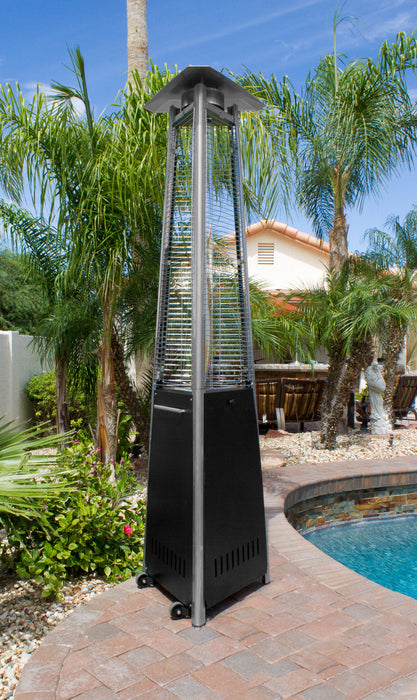 AZ Patio Heaters Commercial Triangle Glass Tube Heater-Matte Black, Tall