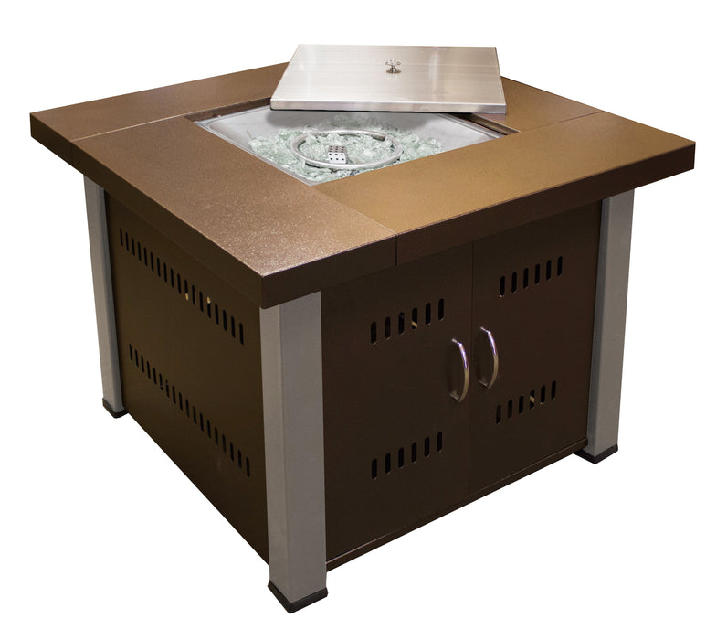 AZ Patio Heaters Hammered Bronze Square Fire Pit with Stainless Steel Legs and Lid