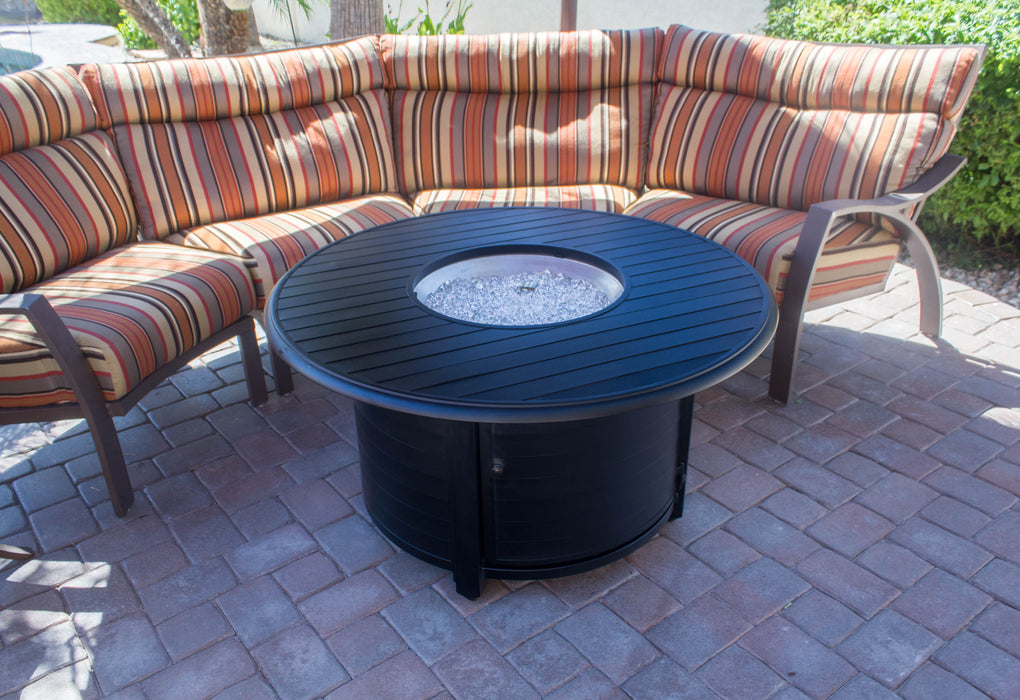 AZ Patio Heaters Round Slatted Cast Aluminum Fire Pit