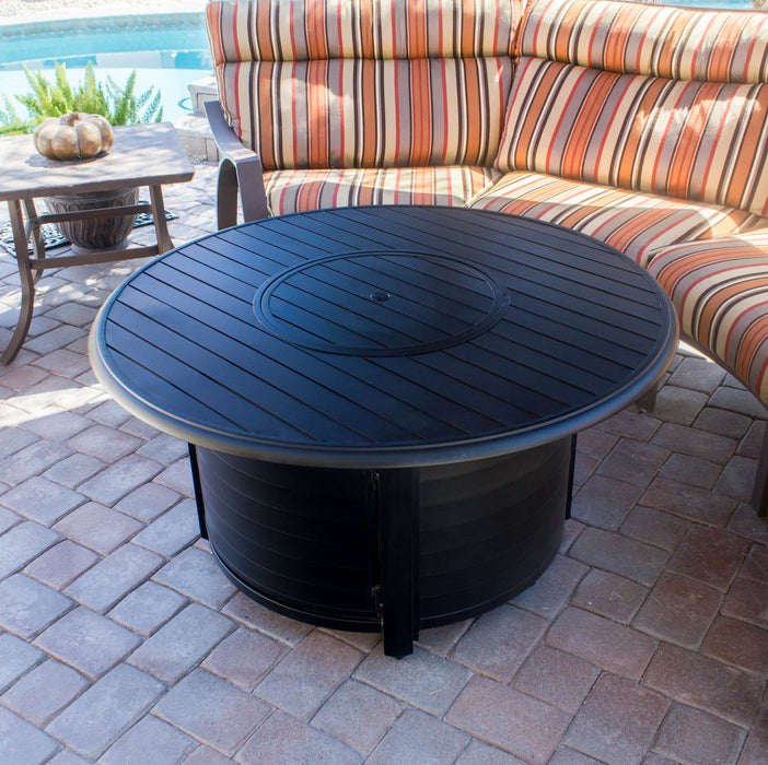 AZ Patio Heaters Round Slatted Cast Aluminum Fire Pit