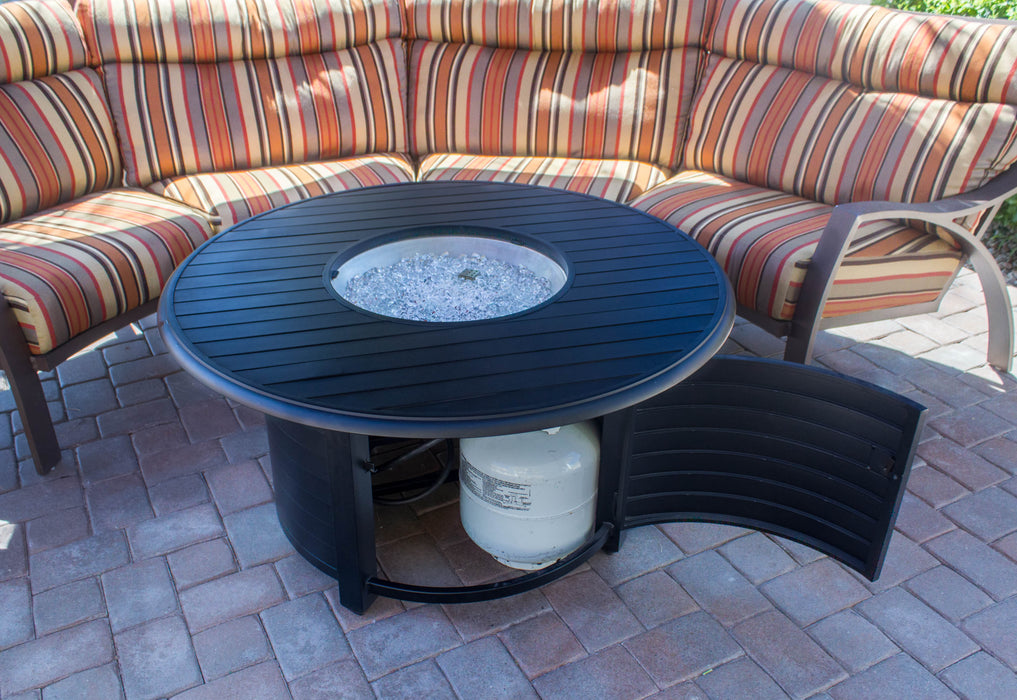 AZ Patio Heaters Round Slatted Cast Aluminum Fire Pit