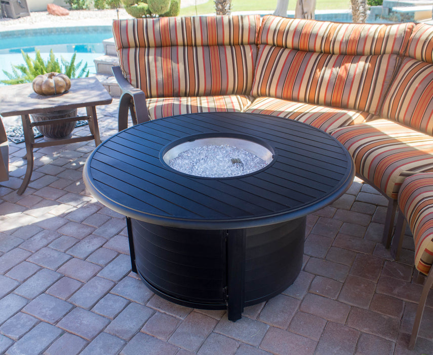 AZ Patio Heaters Round Slatted Cast Aluminum Fire Pit