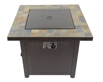 AZ Patio Heaters Square Slate Fire Pit in Bronze