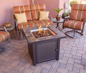 AZ Patio Heaters Square Slate Fire Pit in Bronze