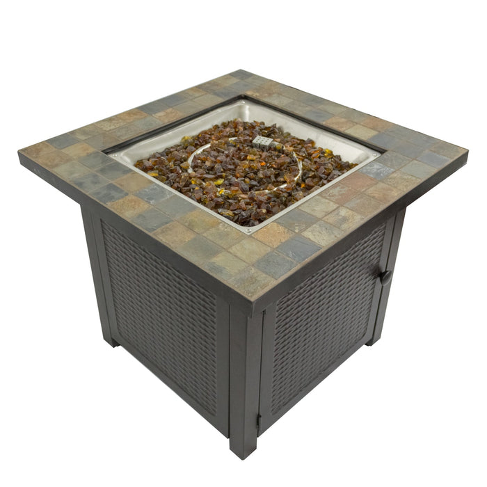 AZ Patio Heaters Square Slate Fire Pit in Bronze