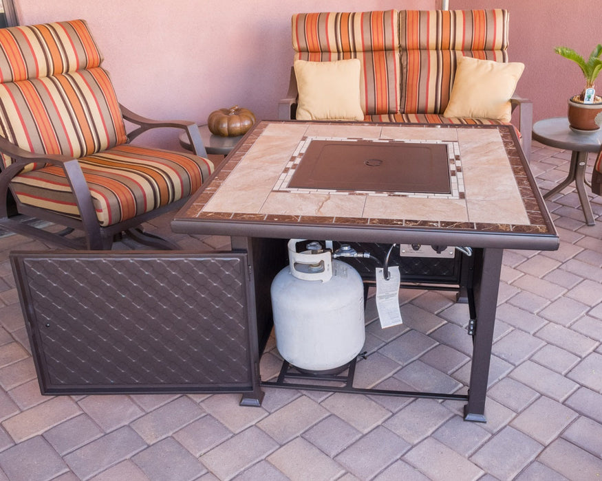 AZ Patio Heaters Square Tile Fire Pit in Bronze