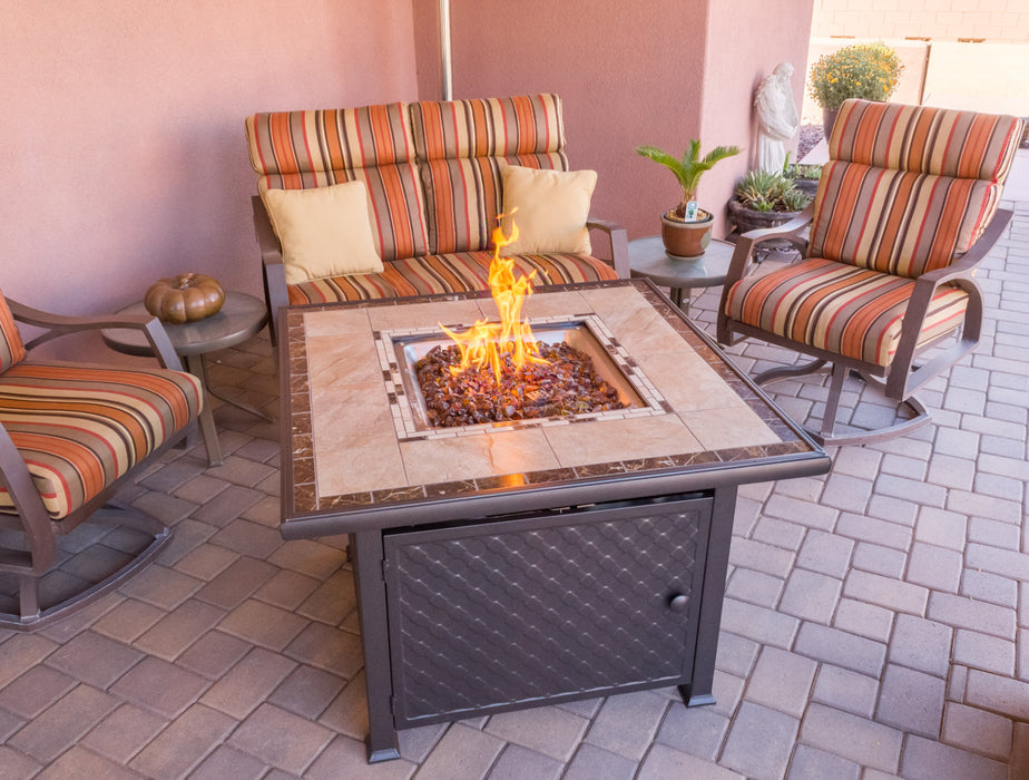 AZ Patio Heaters Square Tile Fire Pit in Bronze