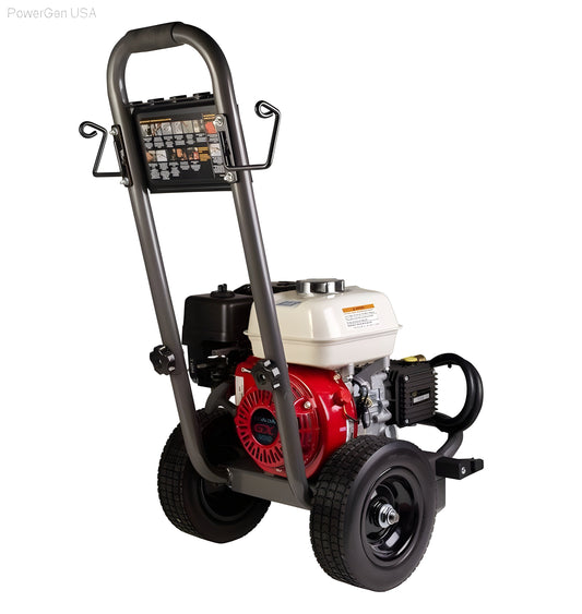 BE Power Equipment 2500 PSI  3.0 GPM Gas Pressure Washer with Honda GX200 Engine and General Triplex Pump - PowerGen USA - B2565HGS