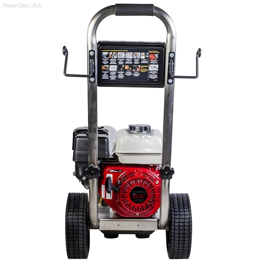 BE Power Equipment 2500 PSI  3.0 GPM Gas Pressure Washer with Honda GX200 Engine and General Triplex Pump - PowerGen USA - PE-2565HWSGENSP