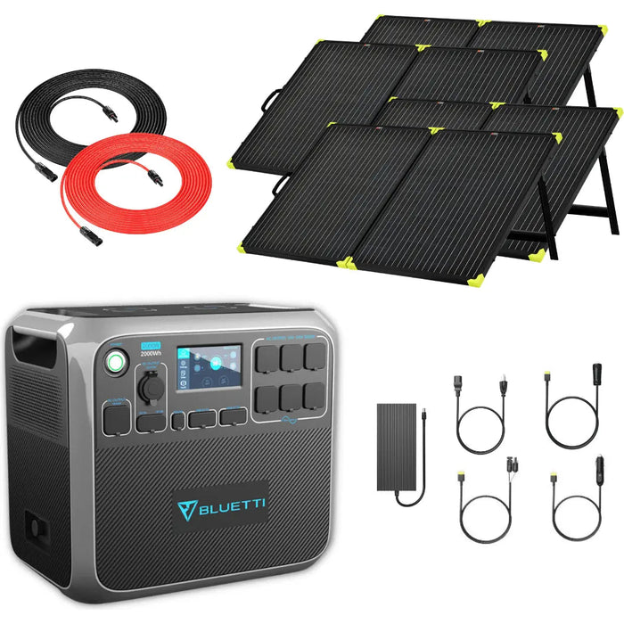 Bluetti AC200P 2000Wh 2000W Solar Generator + 100W Portable Monocrystalline Solar Panel Kit