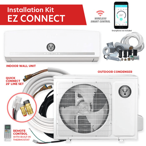 BuckCool EZ Connect 12K BTU Ductless Mini Split Heat Pump Complete System UB1MSHQCW12